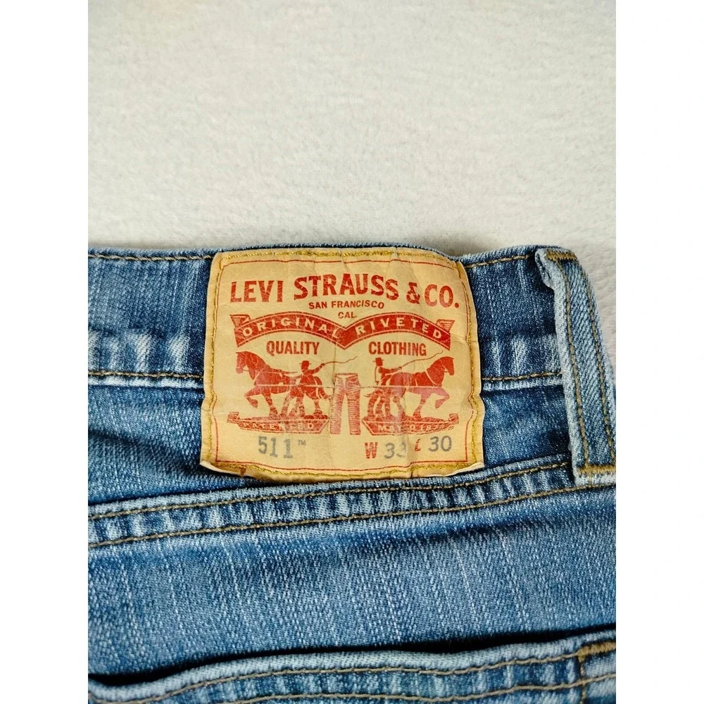Levis 511 Slim Fit Jeans‎ Mens 32x29 Blue Denim Skater Grunge Distressed Tapered